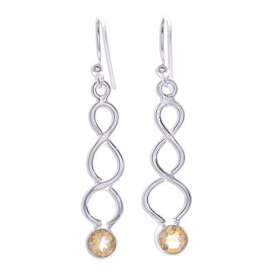 Handmade Citrine and Sterling Silver Dangle Earrings
