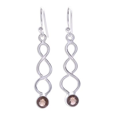 Smoky Quartz and Sterling Silver Dangle Earrings