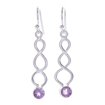 Amethyst and Sterling Silver Dangle Earrings