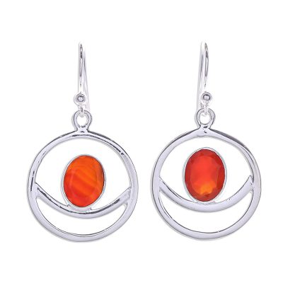 Carnelian and Sterling Silver Dangle Earrings