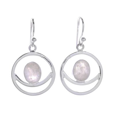 Artisan Crafted Rainbow Moonstone Dangle Earrings