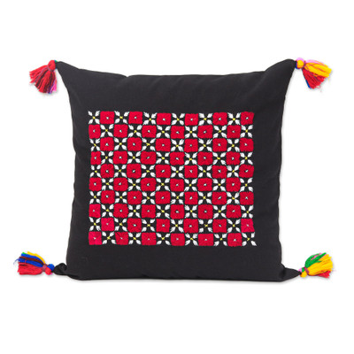Handcrafted Embroidered Onyx Cotton Cushion Covers (Pair)