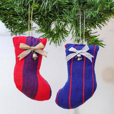 Christmas Stocking-Shaped 2-Piece 100% Rayon Ornament Set