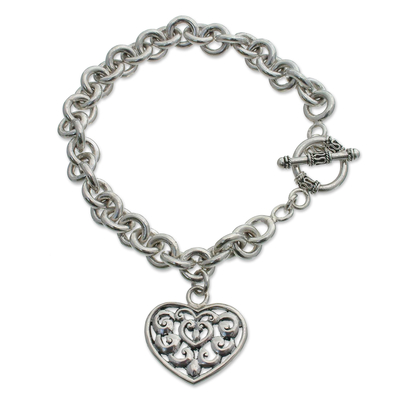 Heart Shaped Sterling Silver Charm Bracelet