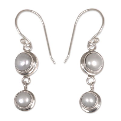 Handmade Sterling Silver Pearl Dangle Earrings
