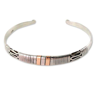 Gold Accent Sterling Silver Cuff Bracelet