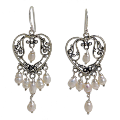 Sterling Silver Pearl Chandelier Earrings