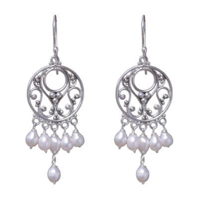 Pearl Sterling Silver Chandelier Earrings