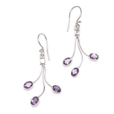 Indonesian Amethyst Sterling Silver Dangle Earrings