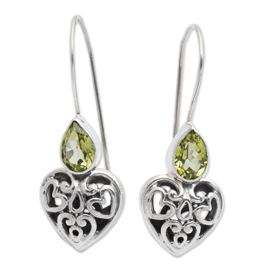 Peridot Sterling Silver Heart Shaped Earrings