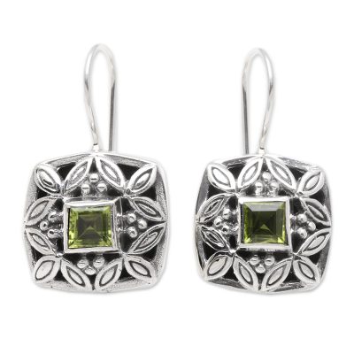 Sterling Silver Peridot Drop Earrings