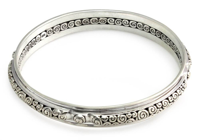 Hand Made Sterling Silver Bangle Bracelet (Medium)