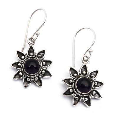 Fair Trade Floral Sterling Silver Amethyst Earring