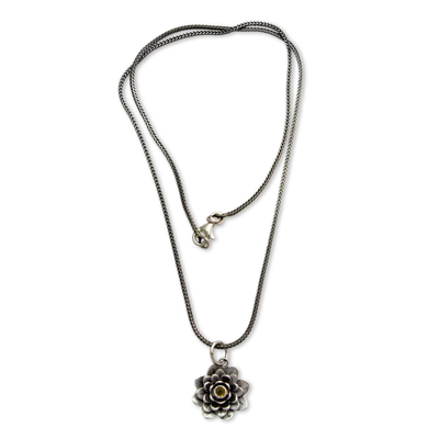 Citrine and Silver Flower Necklace