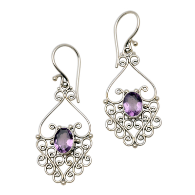 Hand Crafted Sterling Silver and Amethyst Earrings