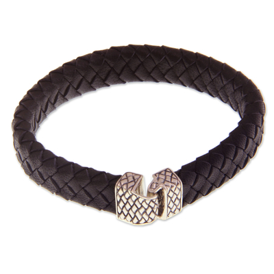 Unique Braided Leather Sterling Silver Clasp Men
