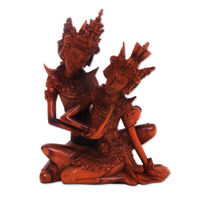 Hindu Love Story Wood Sculpture of Rama and Sita