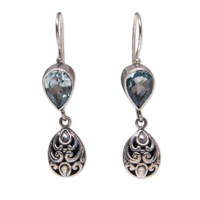 Hand Crafted Sterling Silver and Blue Topaz Earrings