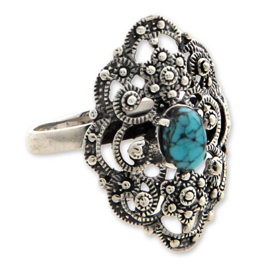 Sterling Silver and Reconstituted Turquoise Ring