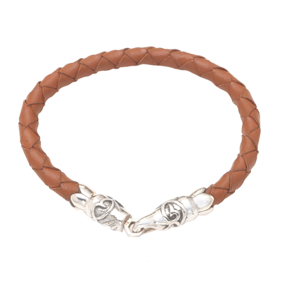 Sterling Silver and Leather Braided Bracelet