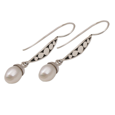 Sterling Silver and Pearl Dangle Earrings