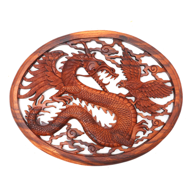 Hand Carved Dragon Wall Sculpture