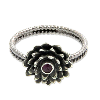 Hand Made Floral Sterling Silver and Ruby Ring