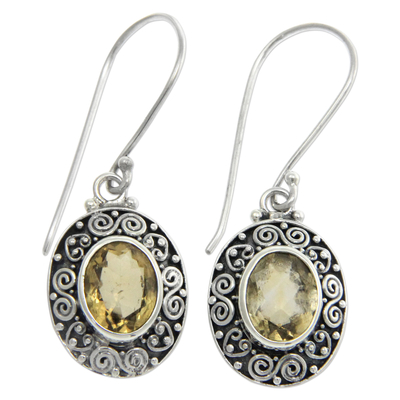 Artisan Crafted Citrine and Sterling Silver Dangle Earrings