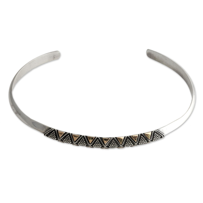 Hand Crafted Gold Accent and Sterling Silver Cuff Bracelet