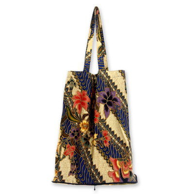 Batik Cotton Foldable Shopping Tote Bag
