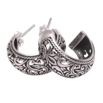 Novica Artisan Crafted Sterling Silver Hoop Earrings