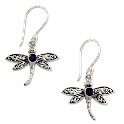 Amethyst and Silver Earrings