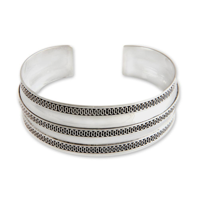 Modern Sterling Silver Cuff Bracelet