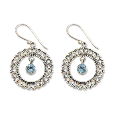 Indonesian Sterling Silver and Blue Topaz Earrings