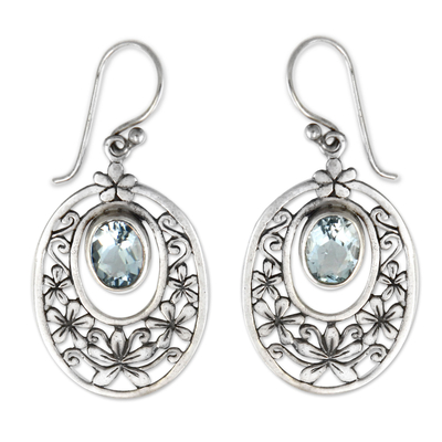 Hand Crafted Blue Topaz and Sterling Silver Dangle Earrings