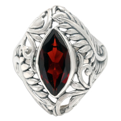 Hand Made Sterling Silver and Garnet Ring
