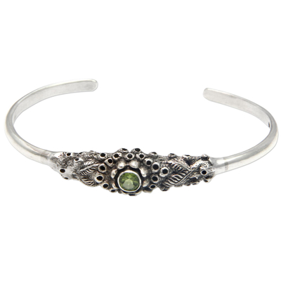 Handcrafted Peridot and Silver Cuff Bracelet
