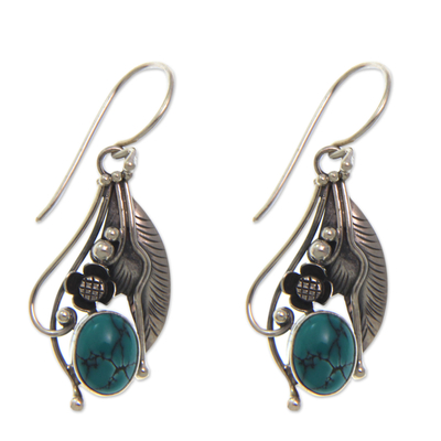 Reconstituted Turquoise and Sterling Silver Earrings
