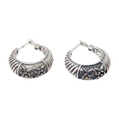 Hand Crafted Indonesian Sterling Silver Hoop Earrings