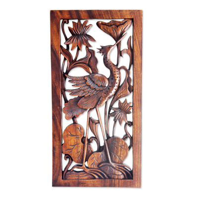 Carved Wood Bird Relief Panel