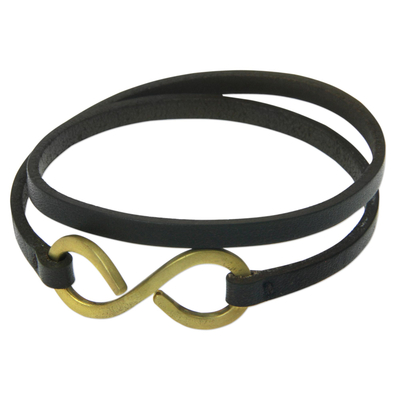 Artisan Crafted Leather Wrap Bracelet with Large Brass Hook