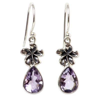 Hand Made Amethyst Floral Earrings