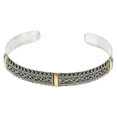 Sterling Silver Cuff Bracelet with 18k Gold Accents