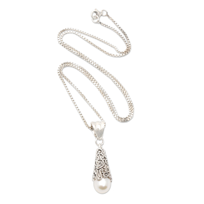 Sterling Silver and White Cultured Pearl Pendant Necklace