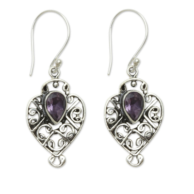 Earrings Handcrafted in Sterling Silver and Amethyst