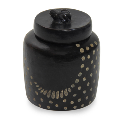 Spotted Artisan Crafted Ceramic Lidded Jar (Large)