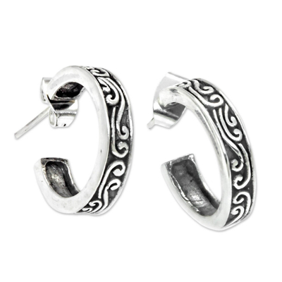 Artisan Crafted Sterling Silver Half Hoop Earrings