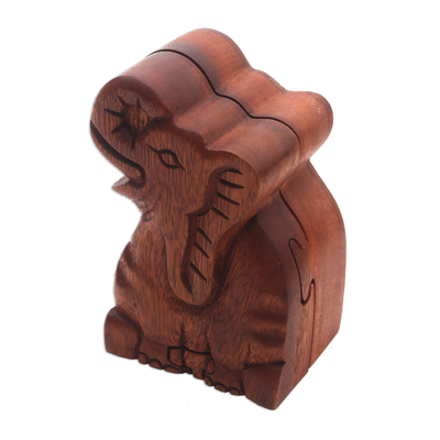 Elephant Theme Wood Puzzle Box