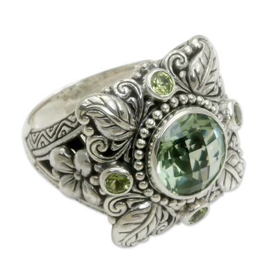 Sterling Silver Prasiolite and Peridot Cocktail Ring