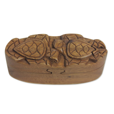 Balinese Turtle Theme Wood Puzzle Box